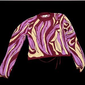 Klesis Sweater open back tie up ribbon 🎀 with Purple and Cream Swirl Design